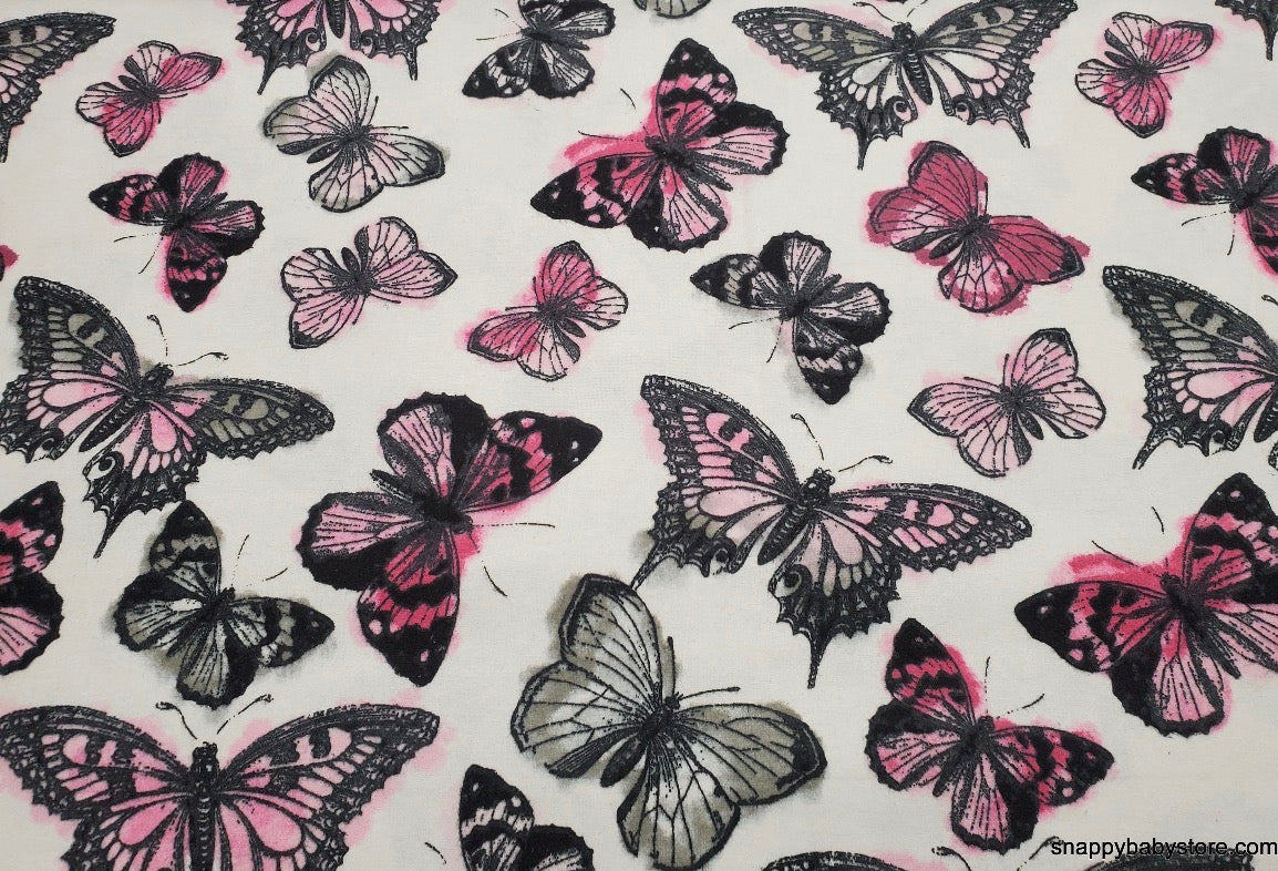 Pink Butterfly Reusable Paper Towels – Set of 6 | Washable Cotton Flannel Kitchen Towels
