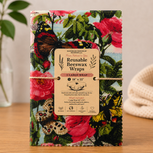 Butterfly Garden Reusable Beeswax Bread Wrap – 18" x 22"