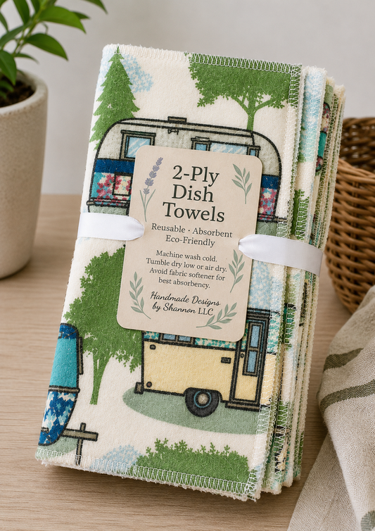 Vintage Floral Campers 2-Ply Reusable Dish Towels