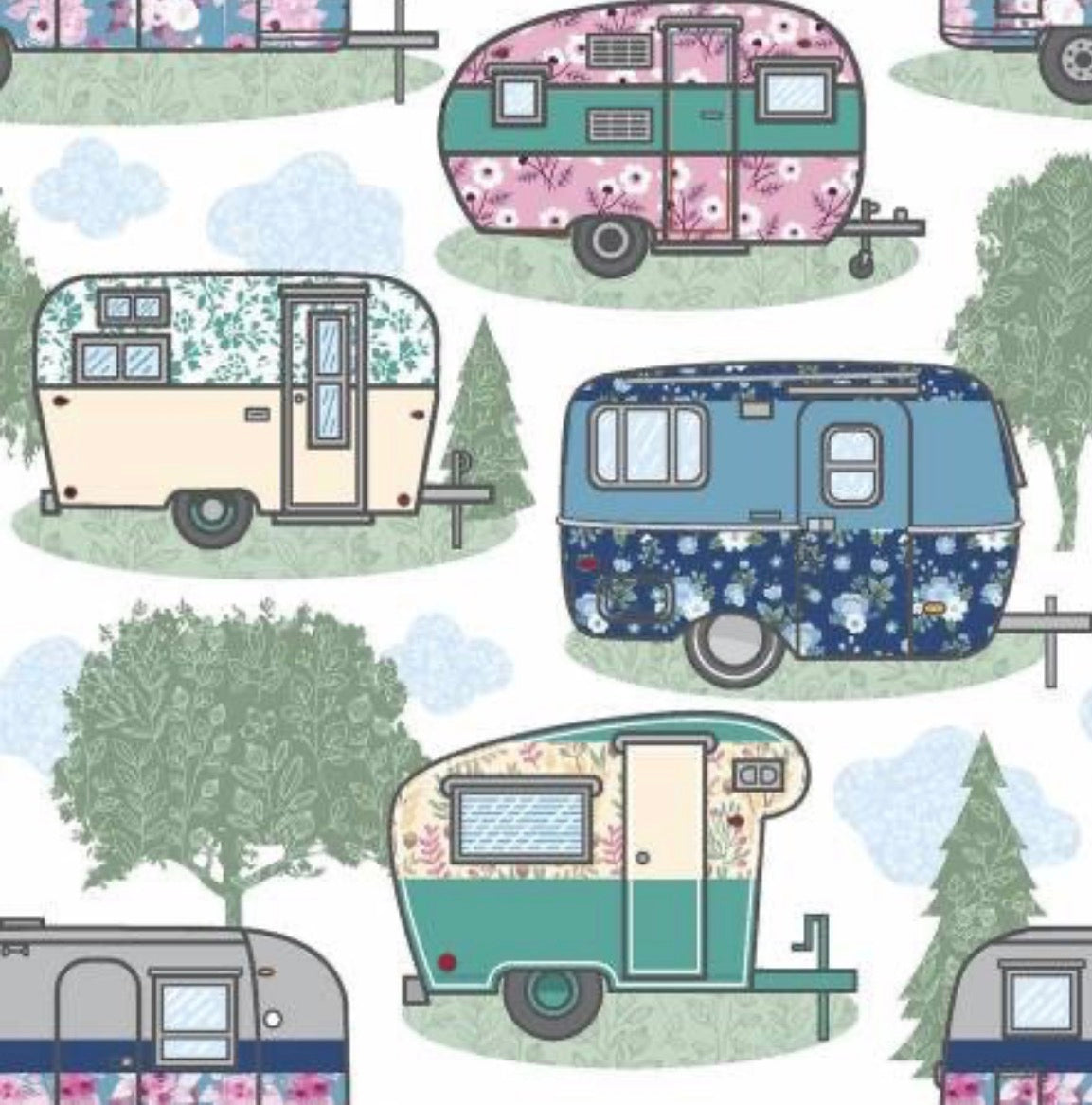 Vintage Floral Campers 2-Ply Reusable Dish Towels