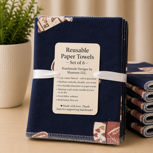 Coffee Lover Reusable Paper Towels – Set of 6 ☕️