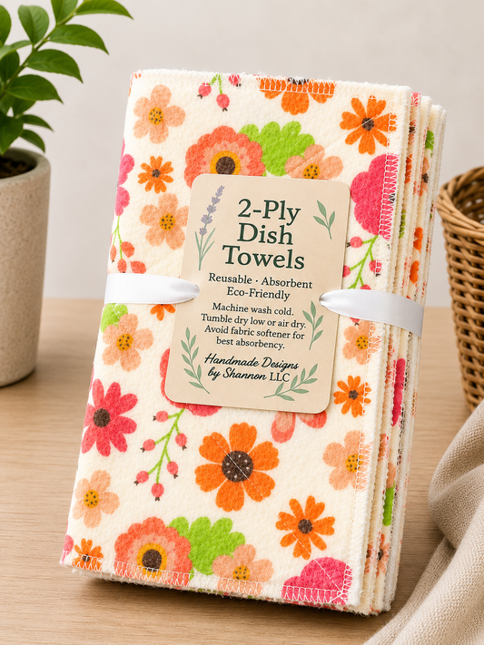 Colorful Wildflowers 2-Ply Reusable Dish Towels