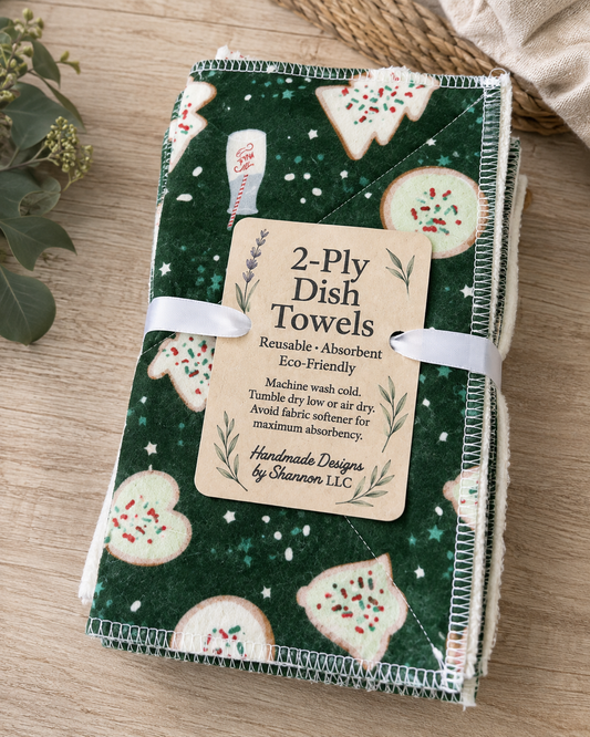 Christmas Cookies & Milk 2-Ply Reusable Dish Towels