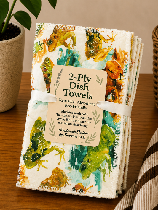 Watercolor Frogs 2-Ply Reusable Dish Towels