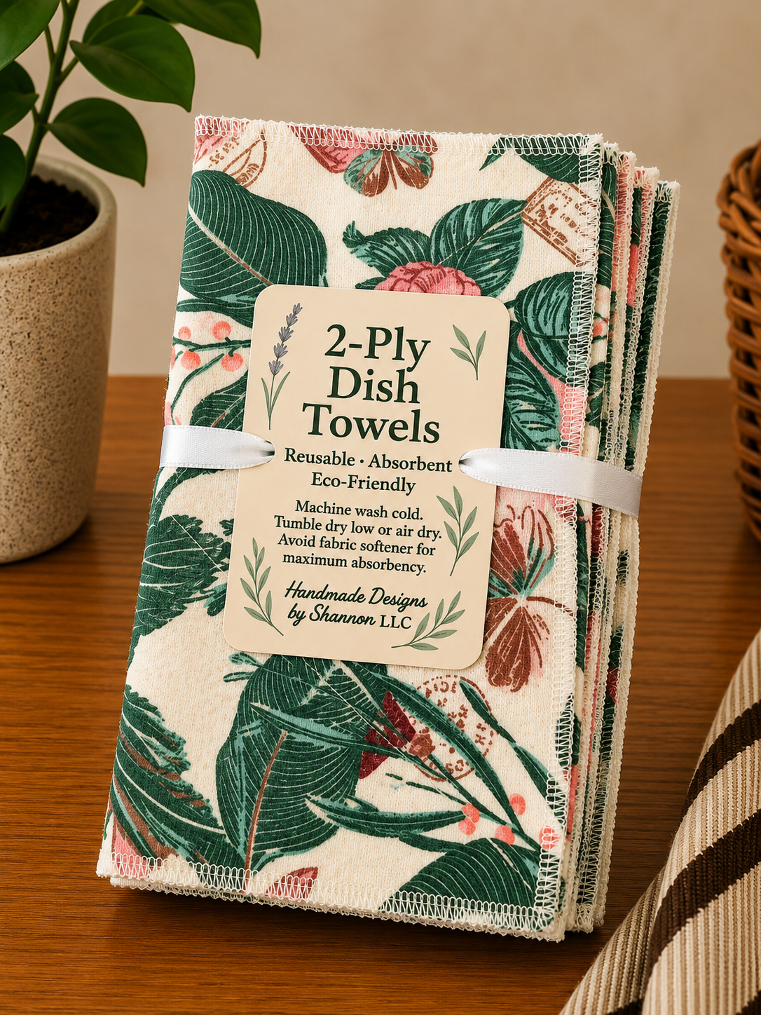 Vintage Garden & Butterflies 2-Ply Reusable Dish Towels