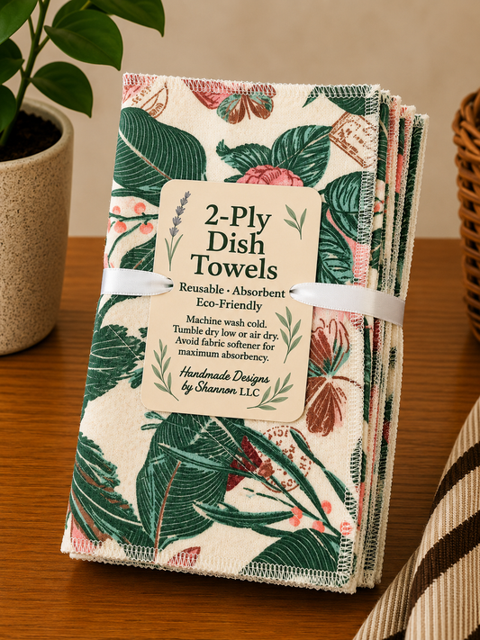 Vintage Garden & Butterflies 2-Ply Reusable Dish Towels