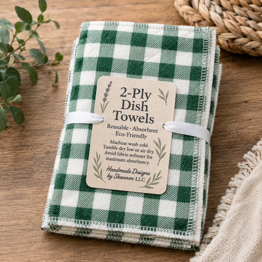 Green Buffalo Plaid 2-Ply Reusable Dish Towels