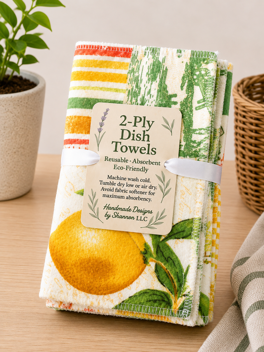Tuscan Lemon Garden 2-Ply Reusable Dish Towels