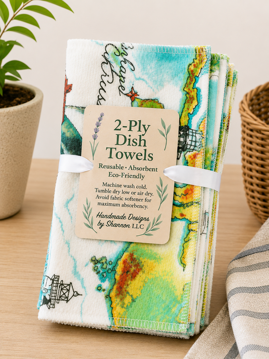 Coastal Lighthouse 2-Ply Reusable Dish Towels