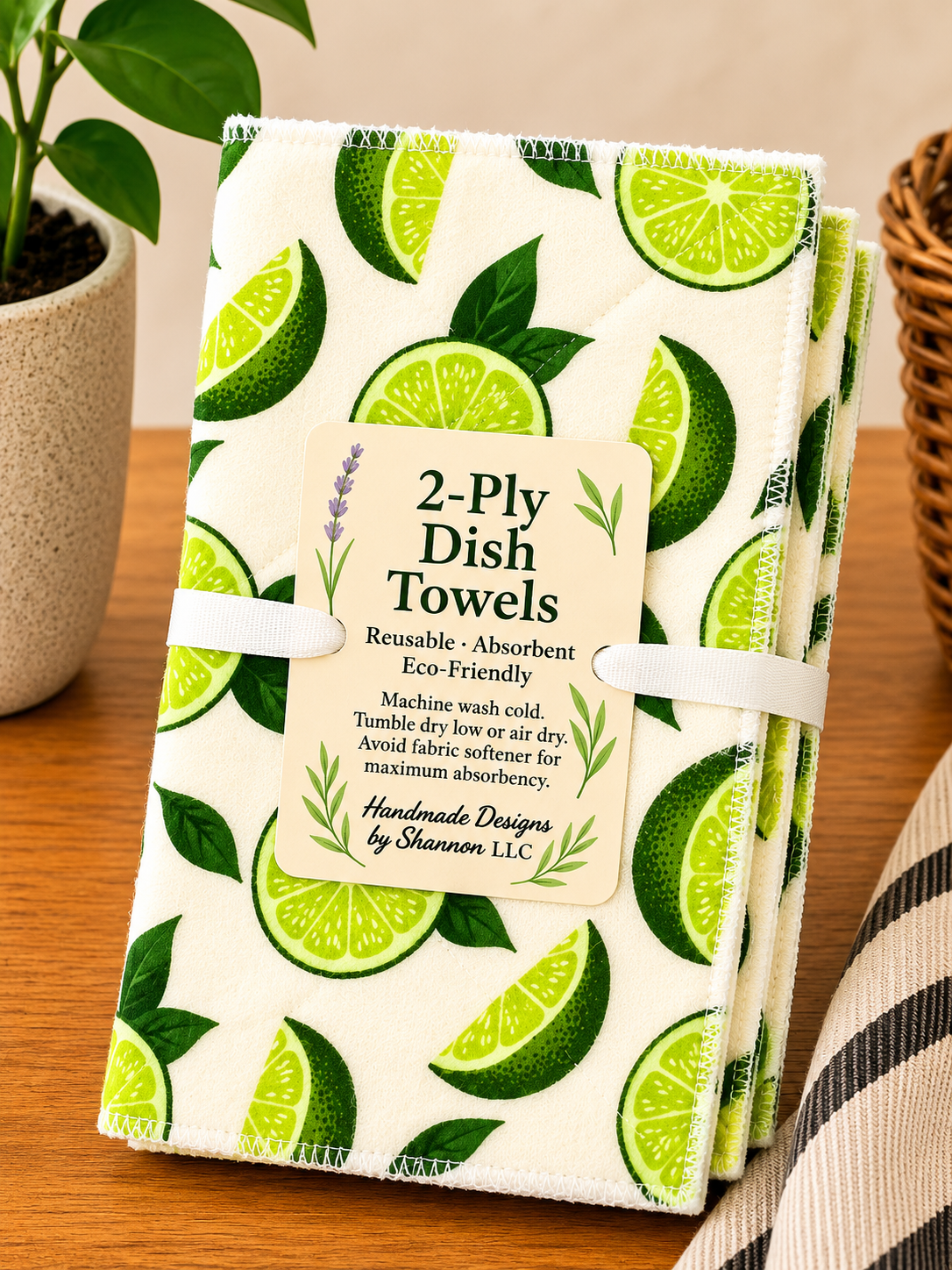 Fresh Lime 2-Ply Reusable Dish Towels