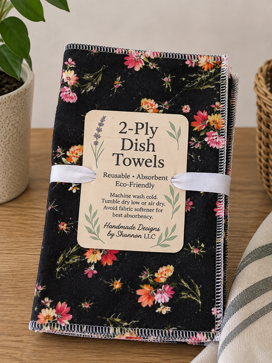 Midnight Wildflower Floral 2-Ply Dish Towels