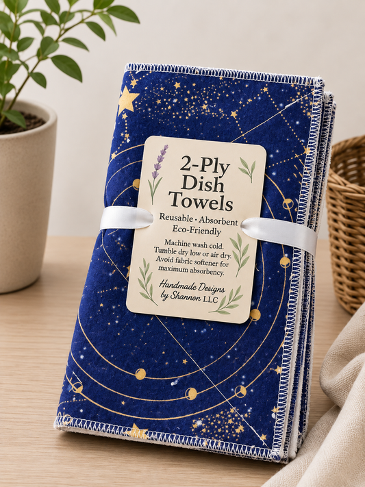 Celestial Moon & Stars 2-Ply Reusable Dish Towels