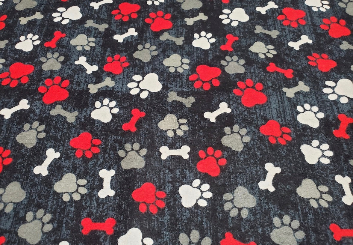 Paw Prints & Bones Reusable Paper Towels – Set of 6 | Handmade Cotton Flannel