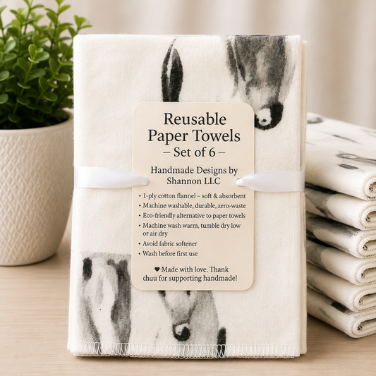 Penguin Family Reusable Paper Towels – Set of 6 | Eco-Friendly Cotton Flannel