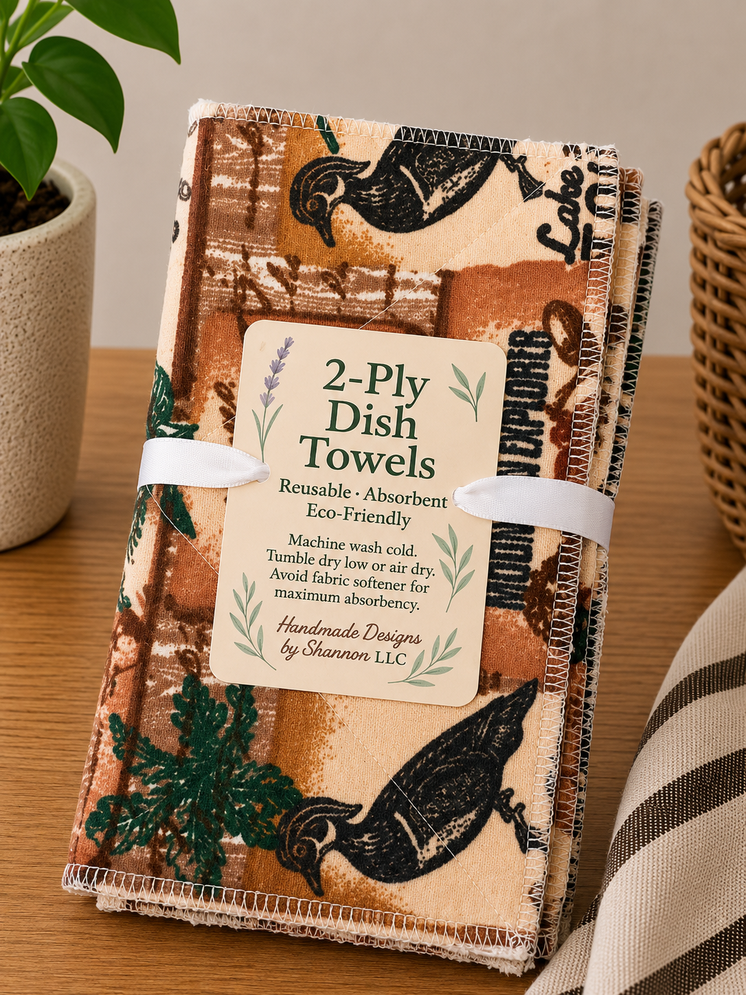 Rustic Lake & Campsite 2-Ply Reusable Dish Towels – Moose & Woodland Design