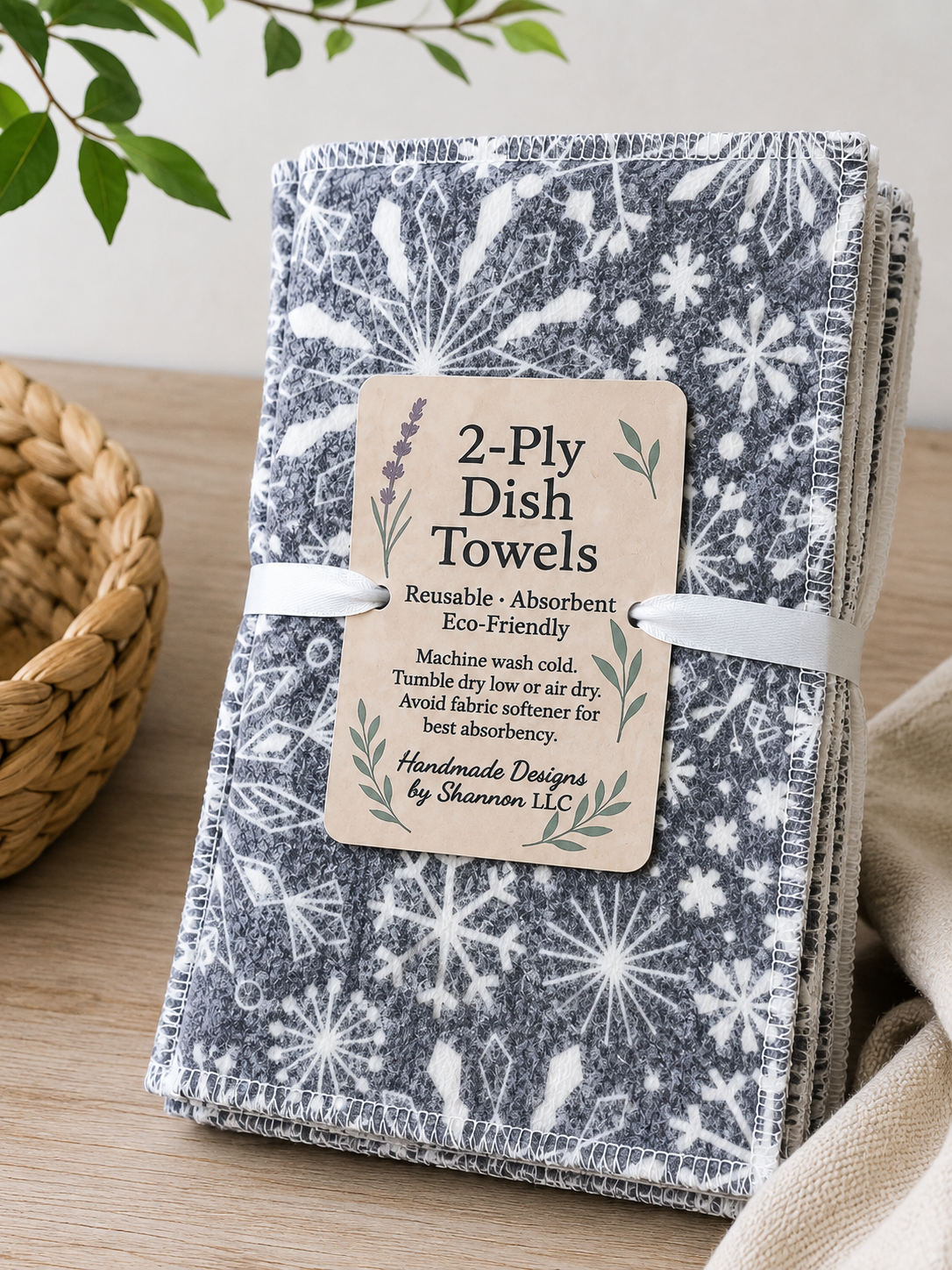 Winter Snowflakes 2-Ply Reusable Dish Towels