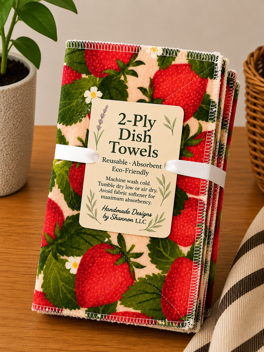 Strawberry Fields 2-Ply Reusable Dish Towels 🍓